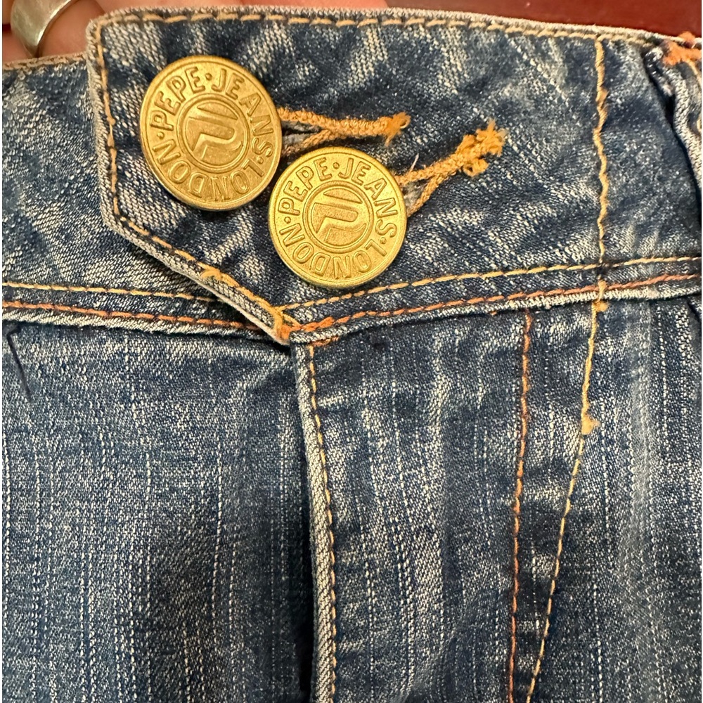 VINTAGE PEPE JEANS LONDON GARMENT DETAILS WOMENS CROP JEAN JE SIZE 28 BLUE - Picture 8 of 12